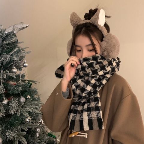 Khăn quàng choàng cổ len Cashmere cao cấp LÀ GU giữ ấm màu trơn pastel phong cách Hàn Quốc đẹp sang trọng - Màu Đen - KCL032