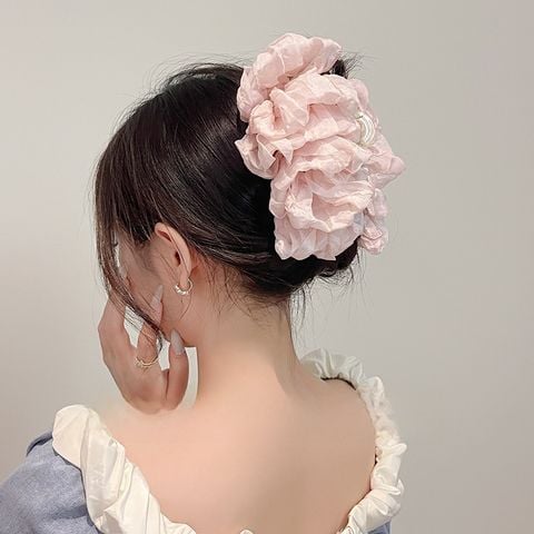Kẹp tóc càng cua nơ to tiểu thư đính đá chấm bi kẹp búi tóc nơ lưới đám mây phồng bồng bềnh size lớn phong cách Hàn Quốc (Nơ Hồng Nhún)