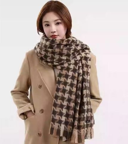 Khăn quàng choàng cổ len Cashmere cao cấp LÀ GU giữ ấm màu trơn pastel phong cách Hàn Quốc đẹp sang trọng - Màu Nâu - KCL032