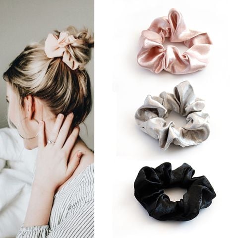 Scrunchies lụa Hàn Quốc cao cấp màu pastel trơn cột tóc sang trọng LAGU