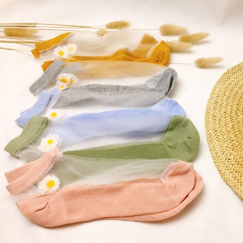 Set 5 Tất Nữ - Vớ Dài Màu Xanh, Vàng, Trắng, Xám Pastel - Mã VO007