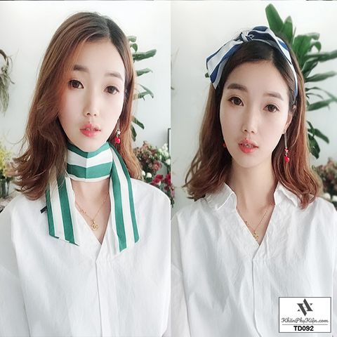 Mix khăn quàng cổ công ty họa tiết turban sọc thời trang