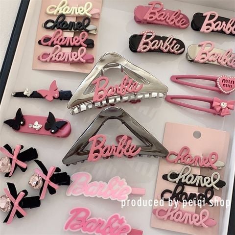 Kẹp tóc mái hình công chúa Barbie y2k thời trang cho nữ cặp bấm mái nữ đẹp vintage phong cách Hàn Quốc dễ thương màu