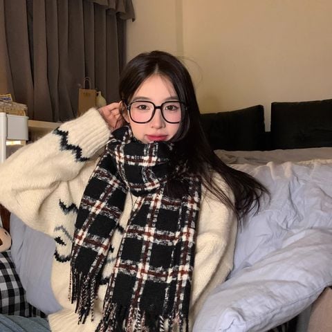 Khăn quàng choàng cổ len Cashmere cao cấp LÀ GU giữ ấm màu trơn pastel phong cách Hàn Quốc đẹp sang trọng - Màu Đen - KCL026