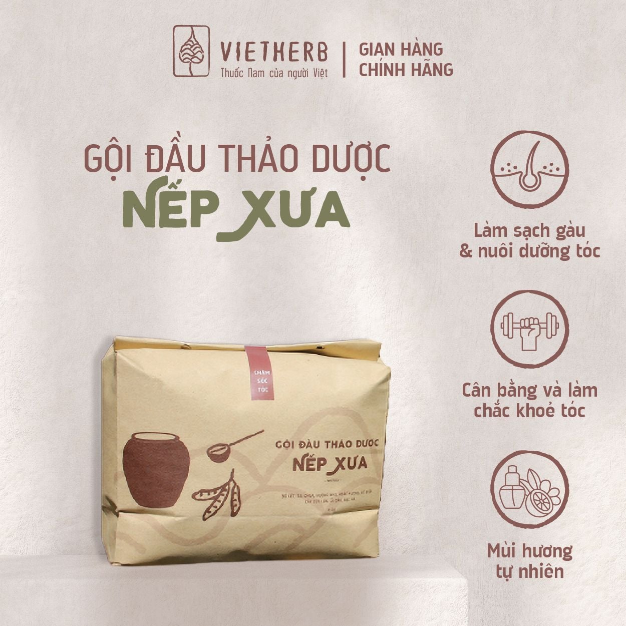 GỘI ĐẦU THẢO DƯỢC NẾP XƯA 450g (dạng tự đong)