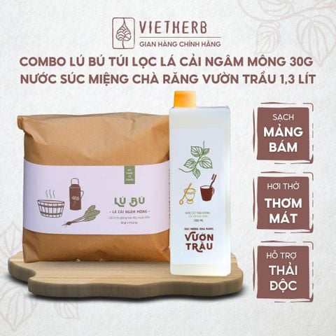  DƯỠNG TÂM AN - Lú bú lá cải ngâm mông và Nước súc miệng chà răng Vườn Trầu 1.3L 