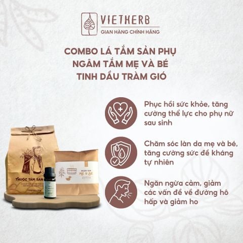  SUỐI NGUỒN YÊU THƯƠNG - Lá tắm sản phụ, ngâm tắm mẹ & bé và Tinh dầu Tràm 