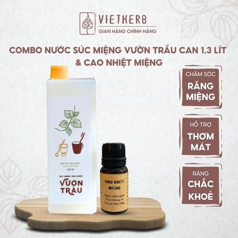  TRẦU KHÔNG VƯỜN NHÀ - Nước súc miệng chà răng Vườn Trầu 1.3L và Cao nhiệt miệng 
