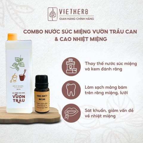  TRẦU KHÔNG VƯỜN NHÀ - Nước súc miệng chà răng Vườn Trầu 1.3L và Cao nhiệt miệng 