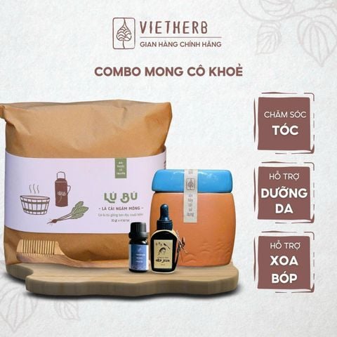  THONG THẢ THƯ THÁI - Bột rửa mặt & massage mặt Nét Mộc 135gr, Dưỡng tóc thơm Nếp Xưa, Lược gỗ, Lú bú, Tinh dầu màng tang lá 