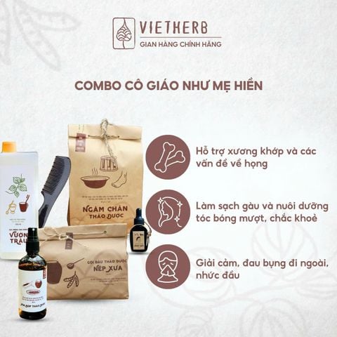  TRỌN AN NHIÊN - Ngâm chân thảo dược, Xoa bóp thảo dược, Dầu thơm massage Hương Rừng, Súc miệng Vườn Trầu, Lược sừng, Gội đầu thảo dược Nếp Xưa 