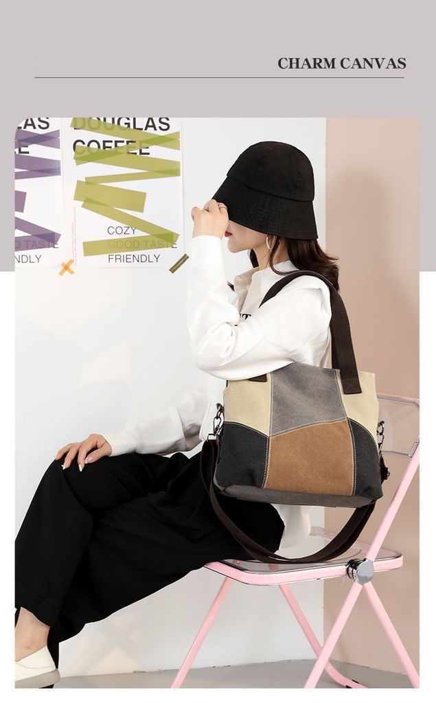 Túi xách đeo vai cầm tay vải Canvas nữ đi làm công sở 2025 TXG142