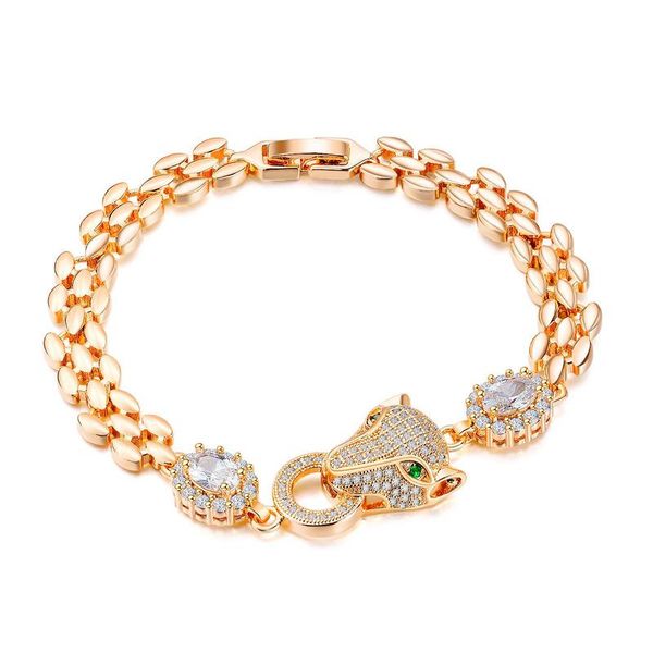  Lắc tay vòng tay nữ mặt báo đá cubic zirconia thép titan LTG024 