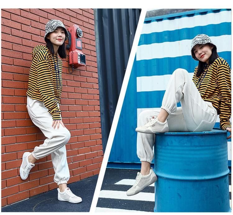 Giày Nữ Mùa Hè 2025 Lưới Thoáng Khí Da Mềm Đế Bằng Mềm Thể Thao GDG268