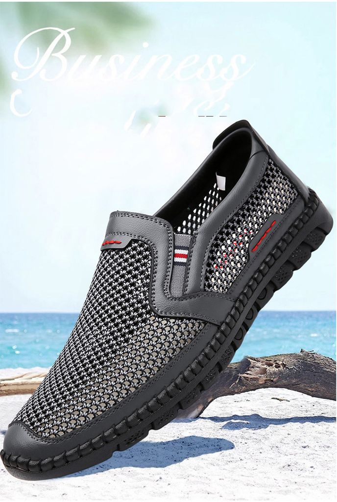 Giày da phối lưới nam GDN343