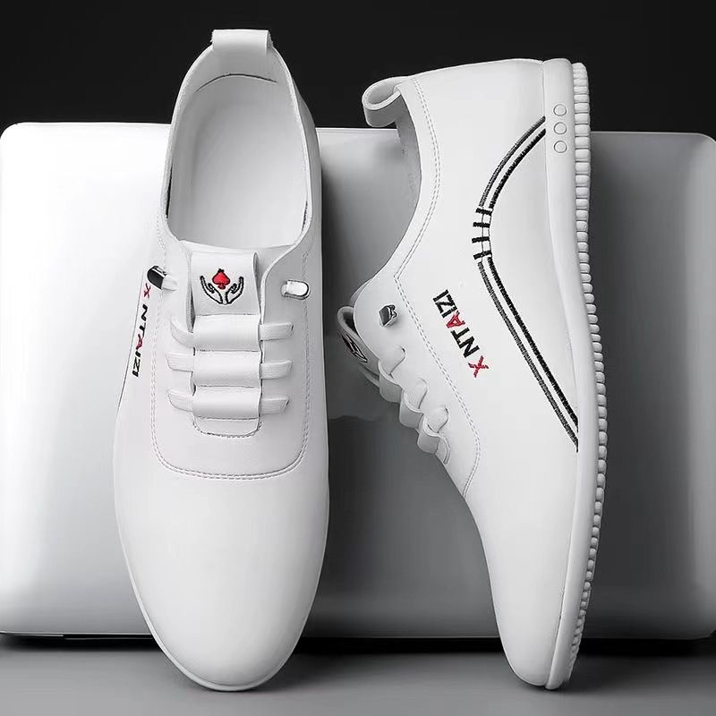 Giày nam, Mới, Breathable, Giày Bean trắng, Đàn ông, Giày da giản dị, Thời trang, Xu hướng, Đế mềm,Giày nam Thể thao GDN174