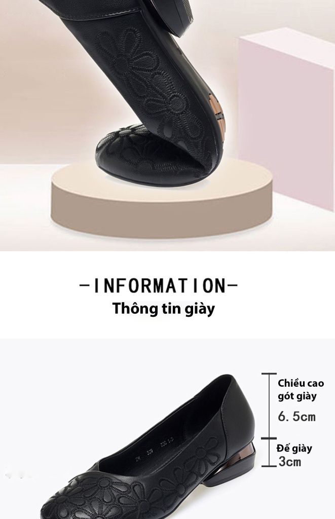 Mùa Xuân Mùa Hè 2025 Phong Cách Mới Nhất Phiên Bản Hàn Quốc Giày Đơn Gót Cao 3cm ins Giày đi làm Chống trượt Chống thấm nước Chống mài mòn Đệm đế mềm GDG207