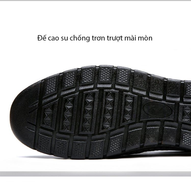 Giày da phối lưới nam GDN343
