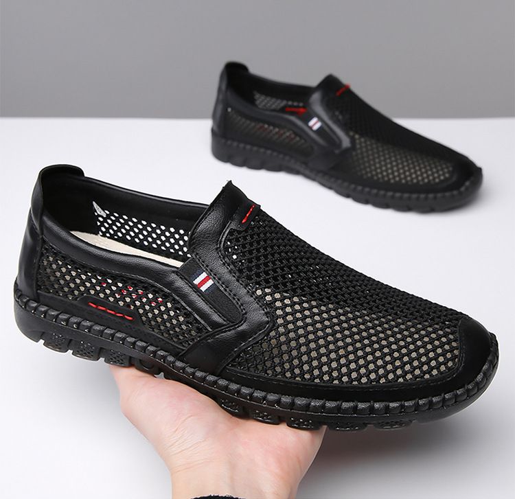 Giày da phối lưới nam GDN343