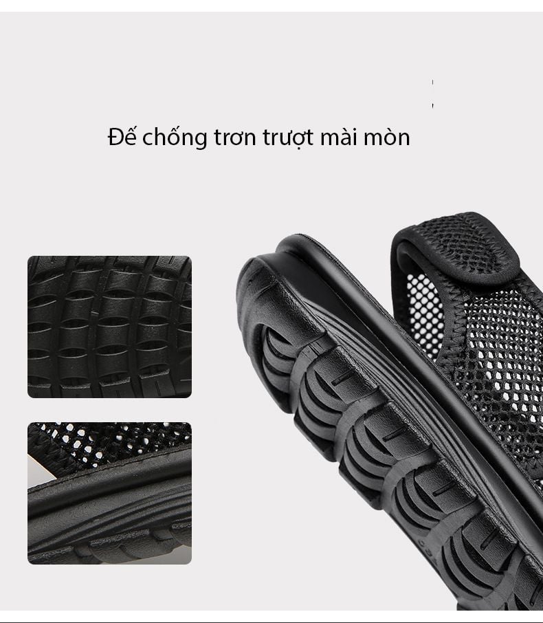 Dép da phối lưới nam cao cấp GDN341