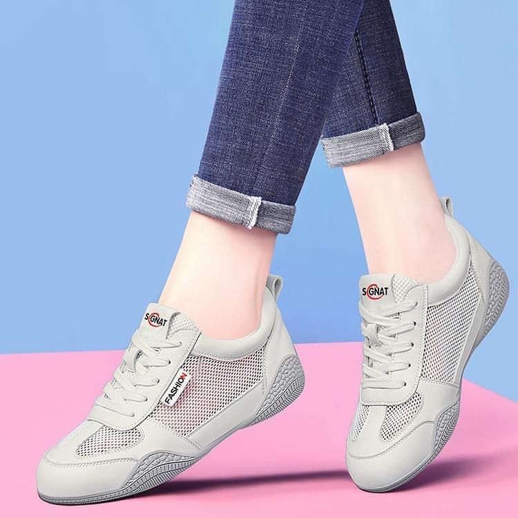 Giày Nữ Mùa Hè 2025 Lưới Thoáng Khí Da Mềm Đế Bằng Mềm Thể Thao GDG268