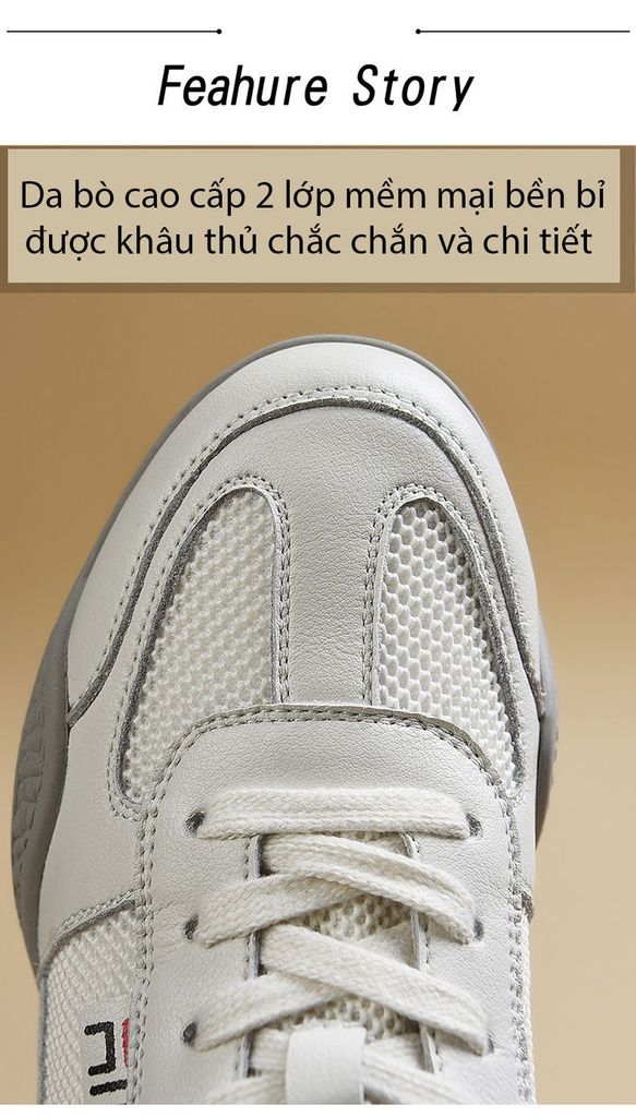 Giày Nữ Mùa Hè 2025 Lưới Thoáng Khí Da Mềm Đế Bằng Mềm Thể Thao GDG268