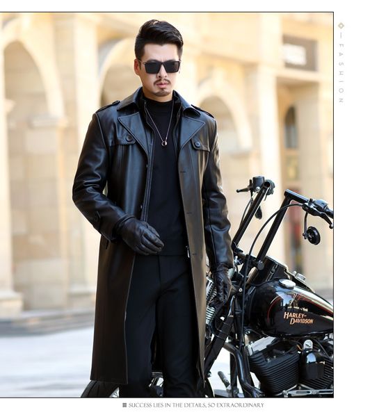  Áo Khoác Da Nam, Lót Lông Cừu, Kiếu Dài Qua Đầu Gối, Áo Khoác Da Bò AKN128 