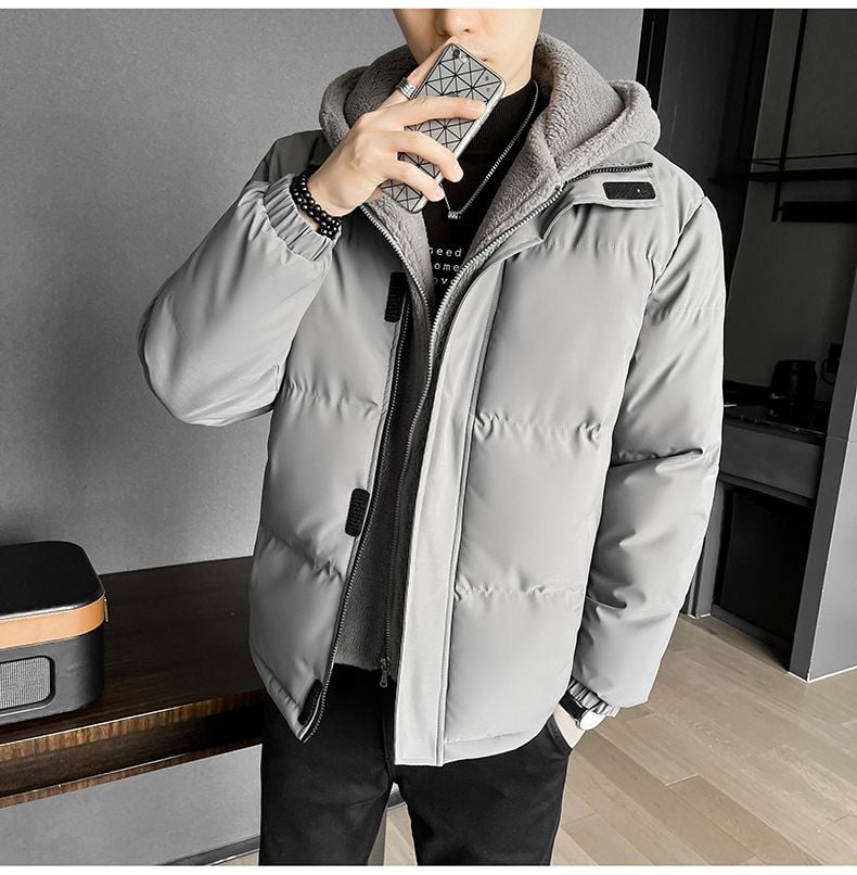 ￼Áo phao nam Hàn Quốc big size lót bông cao cấp KAIMONO Áo khoác nam mùa đông có mũ, áo gió chống nước giữ ấm AKN95