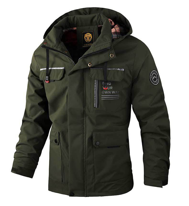 Áo khoác thể thao có mũ trùm màu trơn giữ ấm thoải mái chống gió cho nam AKN100