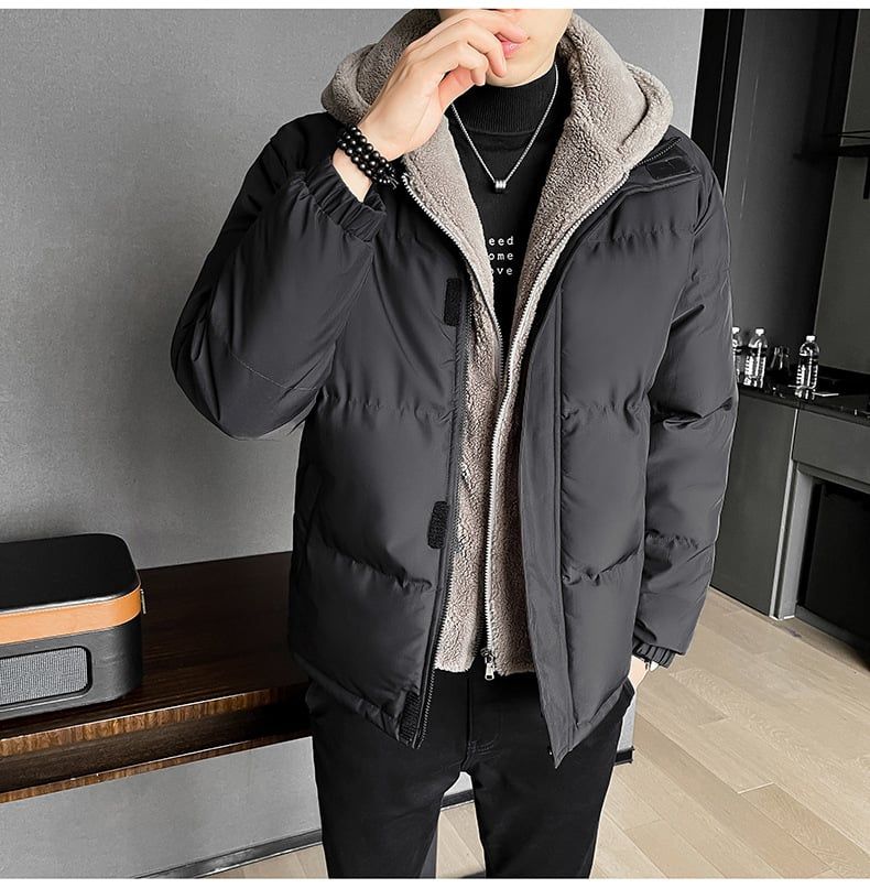 ￼Áo phao nam Hàn Quốc big size lót bông cao cấp KAIMONO Áo khoác nam mùa đông có mũ, áo gió chống nước giữ ấm AKN95