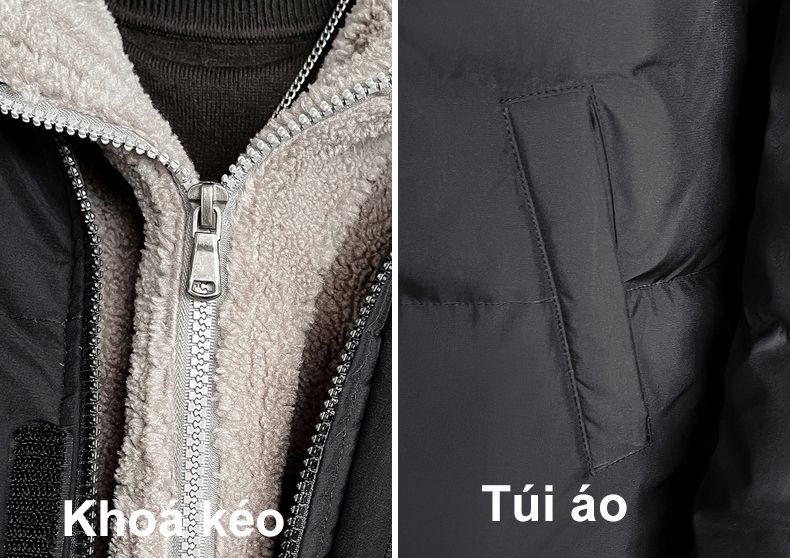 ￼Áo phao nam Hàn Quốc big size lót bông cao cấp KAIMONO Áo khoác nam mùa đông có mũ, áo gió chống nước giữ ấm AKN95
