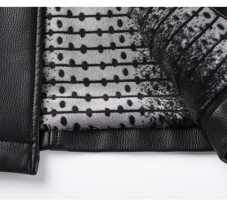 ￼Áo khoác da lót lông cừu nam thu đông trung niên dáng suông AKN94