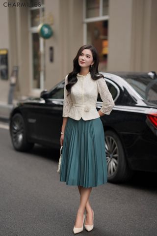 Chân váy dập nhăn mũi tên