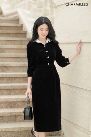 Đầm tay lỡ cổ phối viền