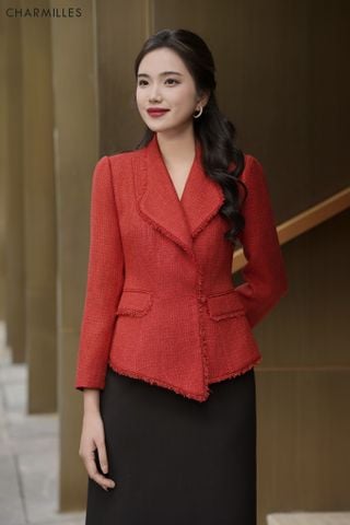 Vest tweed dài tay