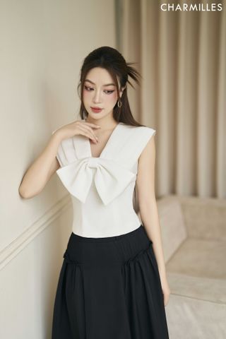 Áo mí vai đính nơ ngực