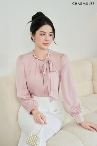 Áo cổ vặn phối ngọc