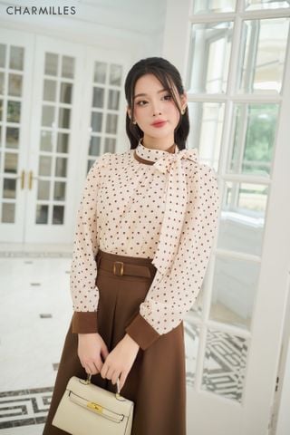 Áo nơ cổ chấm bi