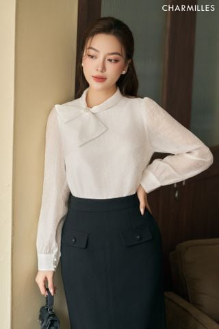 Áo nơ cổ luồn