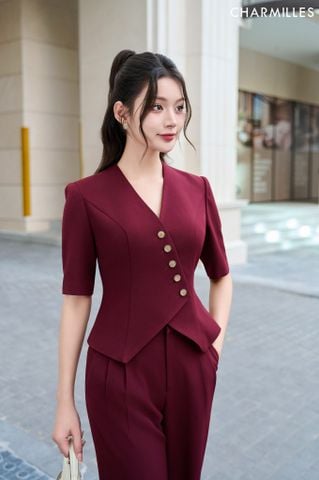 Áo khuy phối vạt chéo