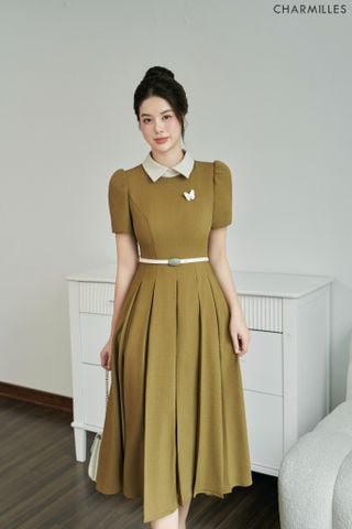 Đầm xếp ly đính cài