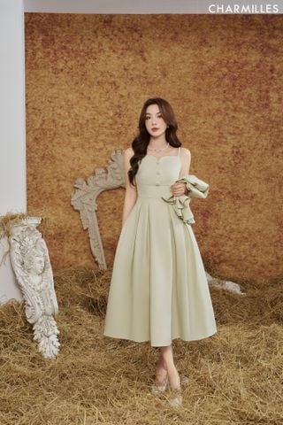 Đầm 2 dây dáng xòe đính hoa