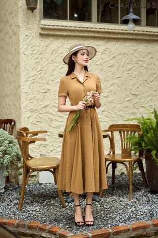 Đầm công sở xếp ly dáng xòe