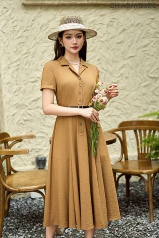Đầm công sở xếp ly dáng xòe
