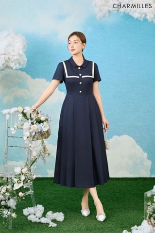 Đầm cổ đáp xếp ly