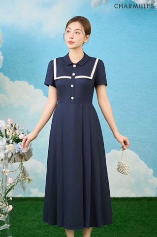Đầm cổ đáp xếp ly