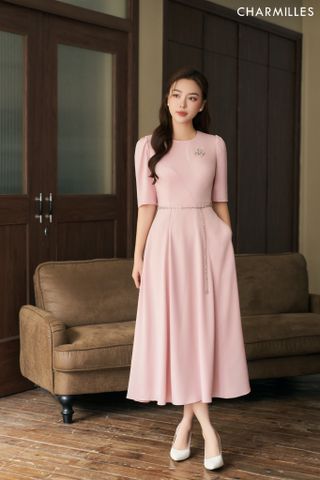 Đầm tiểu thư phối đai xích