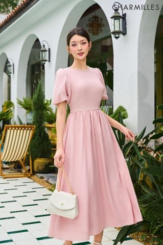 Đầm tay bồng phối ngọc