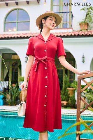 Đầm cổ bẻ phối đột chỉ