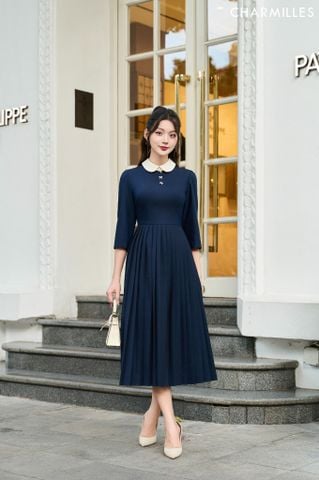 Đầm cổ sen đính nơ nhỏ